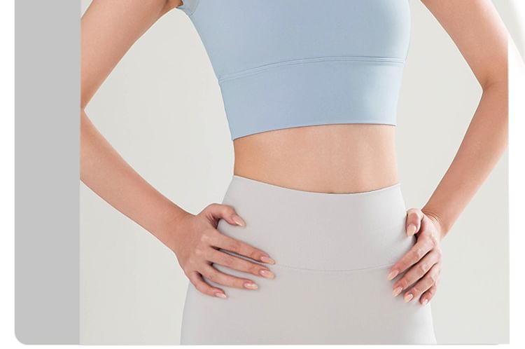 Sleeveless Mandarin Collar Plain Padded Panel Lace Crop Yoga Top