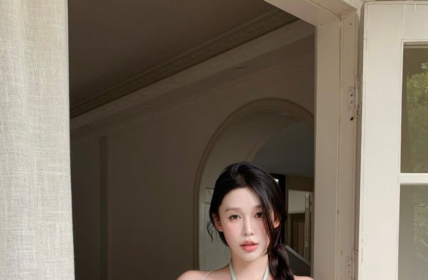 Lace Panel Frill Trim Ruched Crop Camisole Top