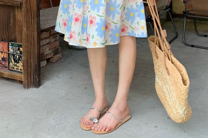 Mid Rise Floral A-Line Skirt
