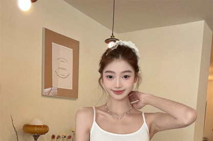 Scoop Neck Plain Lace Trim Camisole Top