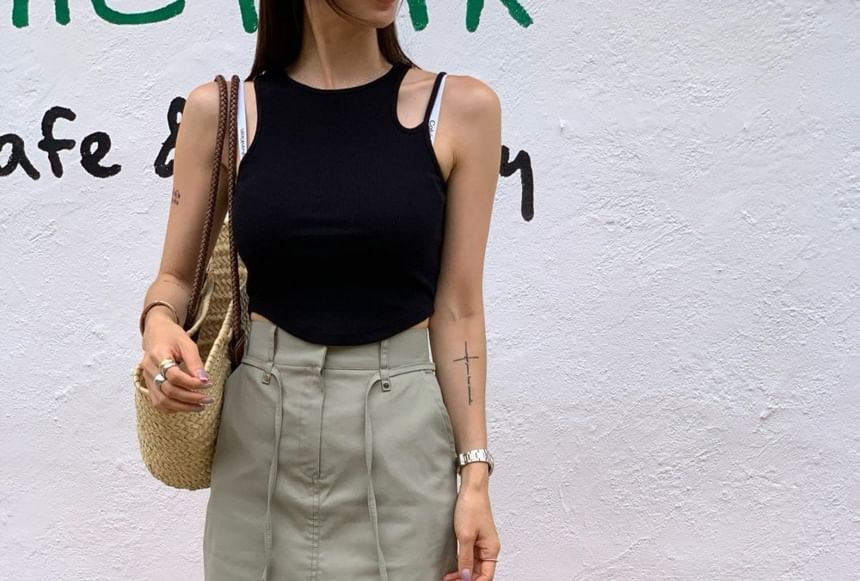 High Waist Plain Cargo Maxi Pencil Skirt