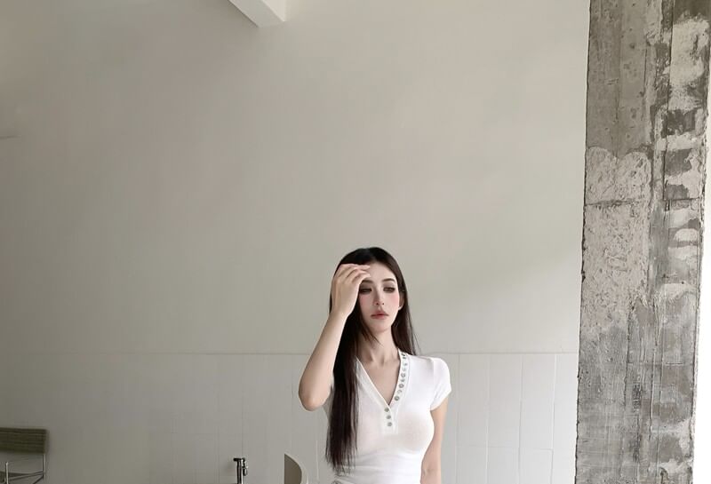 Mid Rise Plain Tie Front Slit Maxi A-Line Skirt