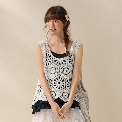 Sleeveless Crochet Lace Top