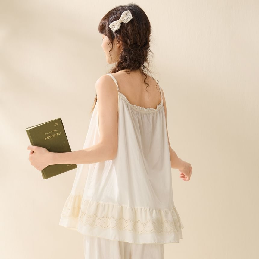 Lace Trim Ruffled Camisole Top