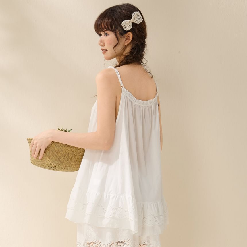 Lace Trim Ruffled Camisole Top