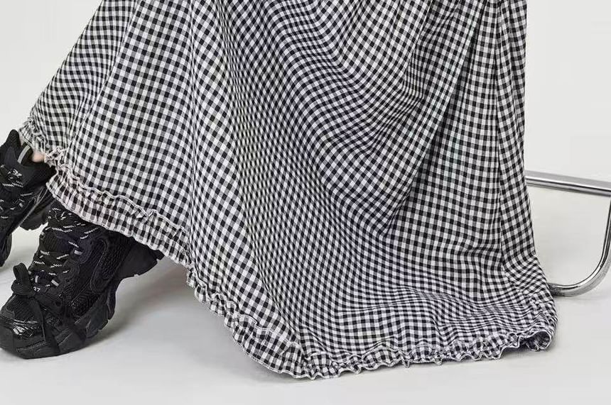 High Waist Ruffle Maxi A-Line Skirt