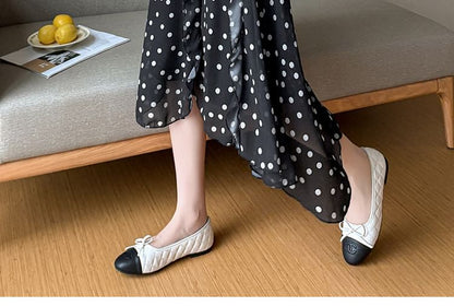 High Waist Dotted Asymmetrical Midi A-Line Skirt