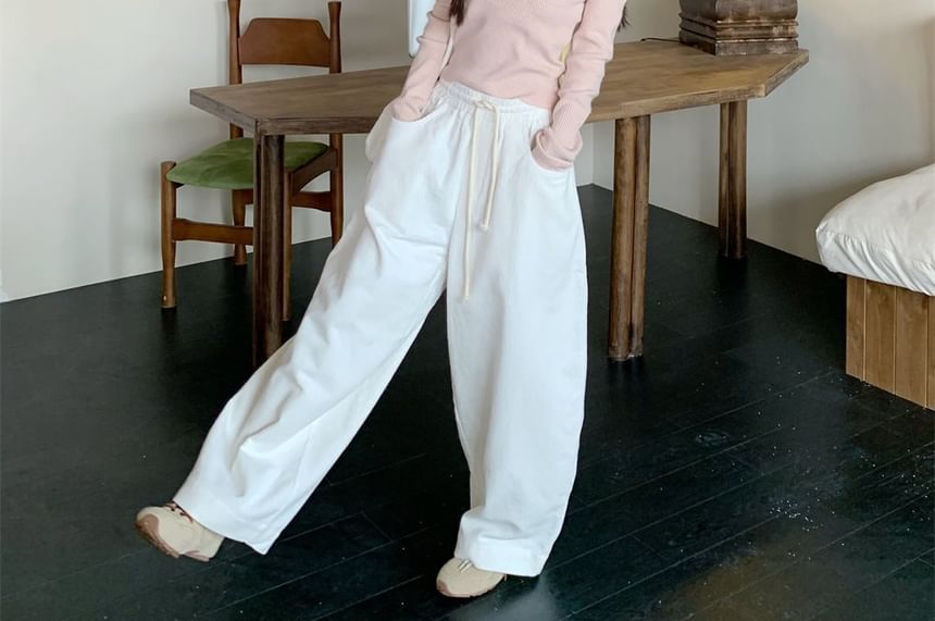 Cold Shoulder Two-Tone Knit Top and Wide Leg Pants