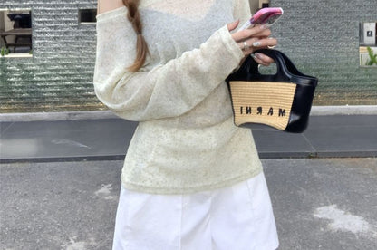 Boatneck Long-Sleeve Blouse