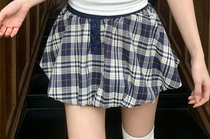 Polo Top & Plaid Skirt Set