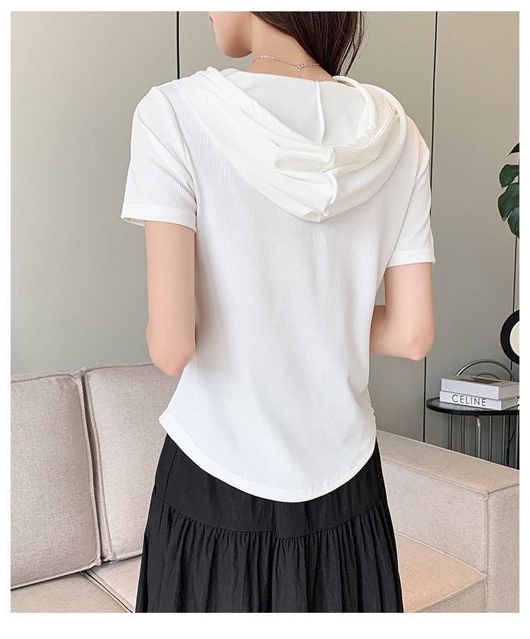 Half Zip Hooded Crop Top