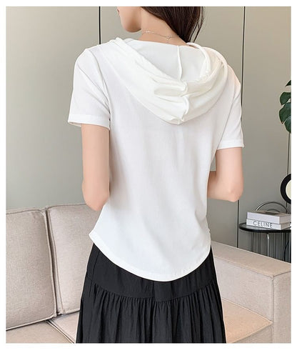 Half Zip Hooded Crop Top