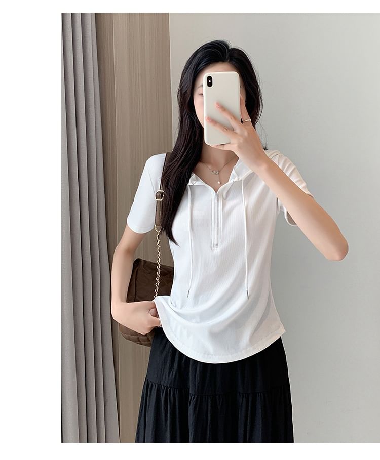 Half Zip Hooded Crop Top