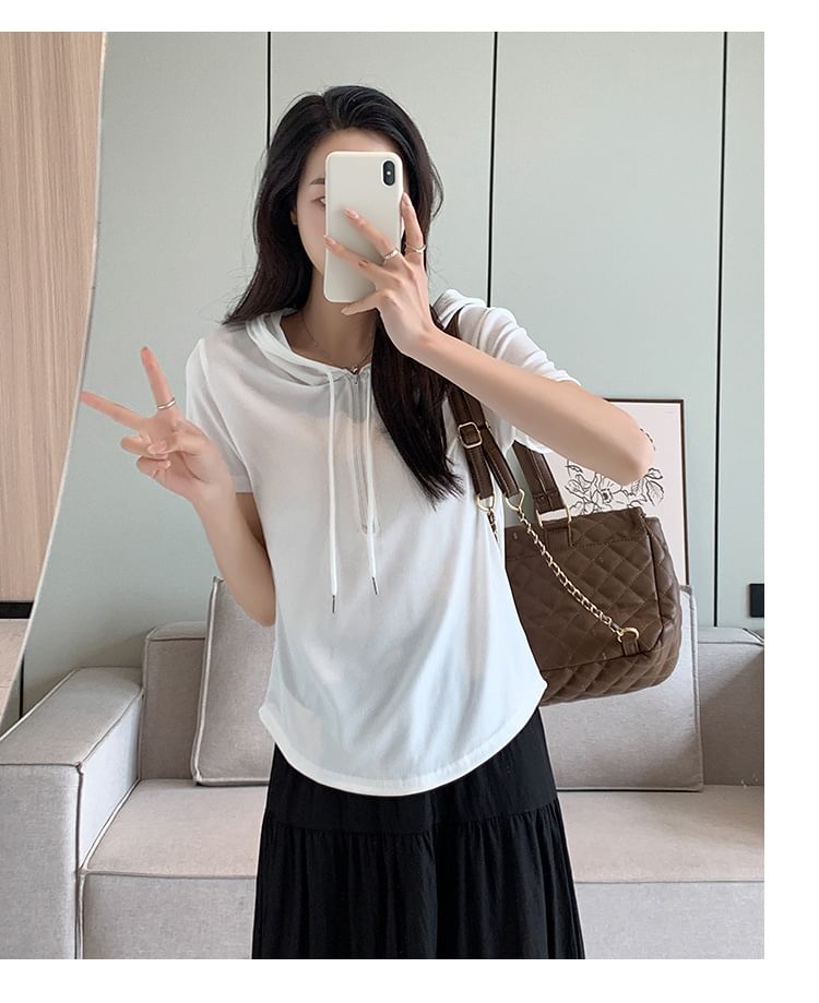 Half Zip Hooded Crop Top