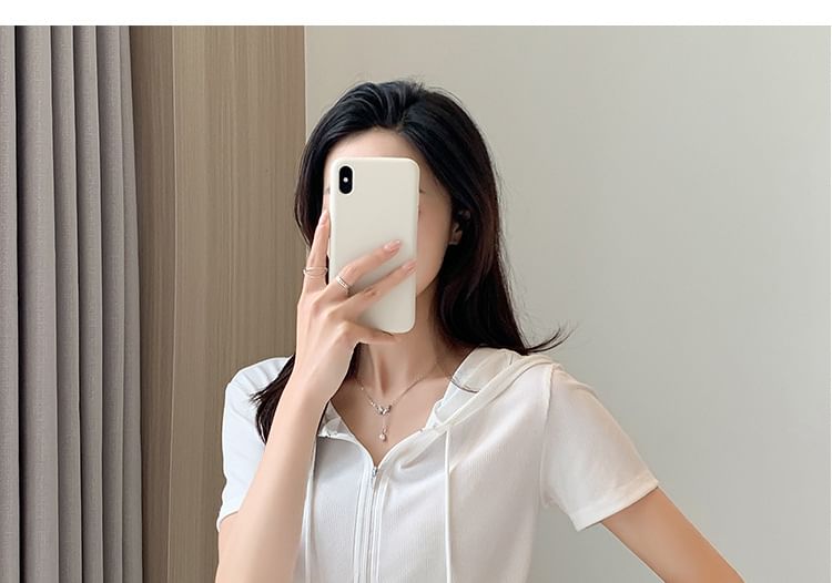 Half Zip Hooded Crop Top