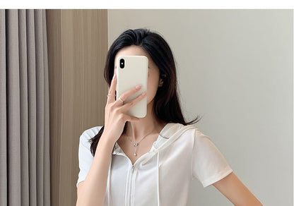 Half Zip Hooded Crop Top