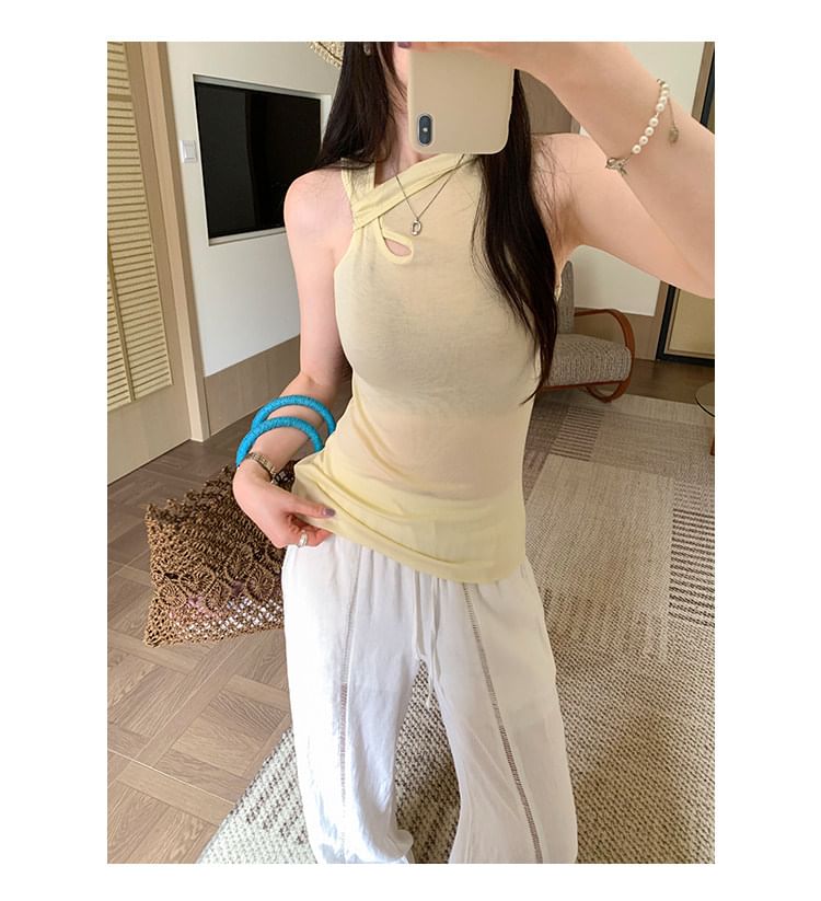 Asymmetric Cutout Slim Fit Tank Top