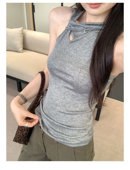 Asymmetric Cutout Slim Fit Tank Top