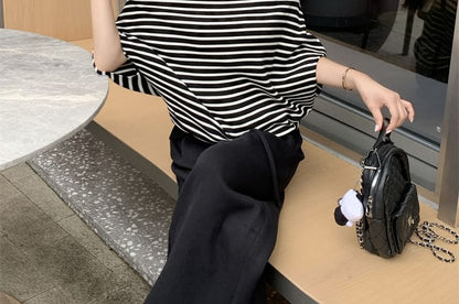Off-Shoulder Batwing Sleeve T-Shirt