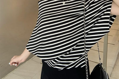 Off-Shoulder Batwing Sleeve T-Shirt