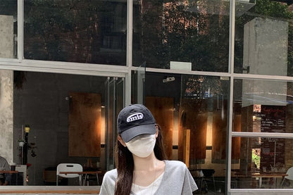 Mock Two-Piece Two Tone V-Neck Short Sleeve T-Shirt
