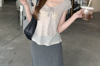 Sheer Slim Fit V-Neck Short Sleeve T-Shirt