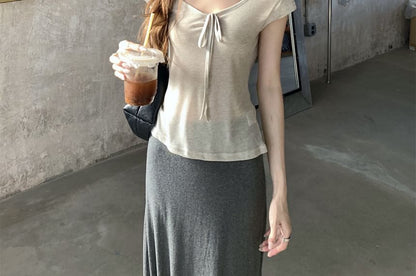 Sheer Slim Fit V-Neck Short Sleeve T-Shirt