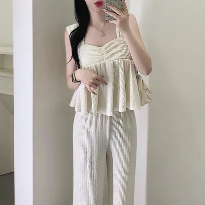Square Neck Crop Top & Wide Leg Pants