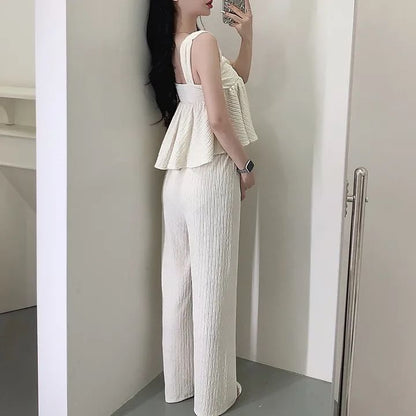 Square Neck Crop Top & Wide Leg Pants