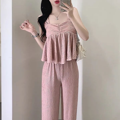 Square Neck Crop Top & Wide Leg Pants