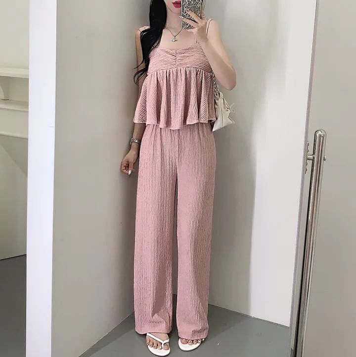 Square Neck Crop Top & Wide Leg Pants