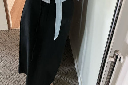 Scarf Neck Button Crop Blouse