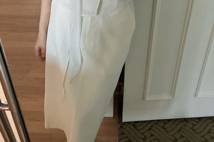 Scarf Neck Button Crop Blouse
