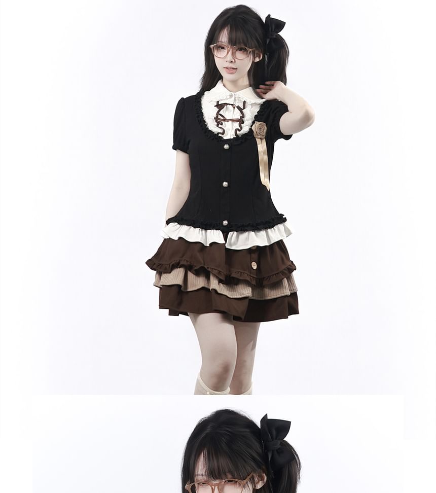 Collared Frill Top & Skirt