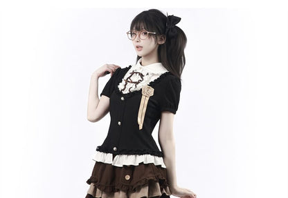 Collared Frill Top & Skirt