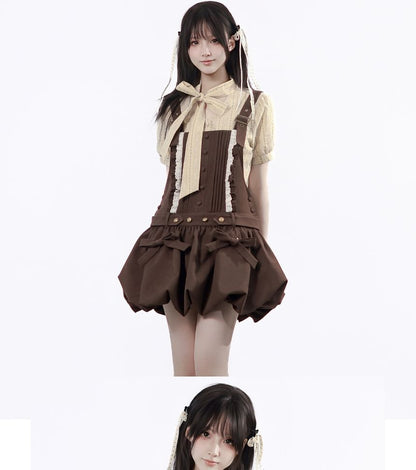 Striped Shirt & Lace Dress Set