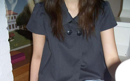 Peter Pan Collar Double-Breasted Blouse