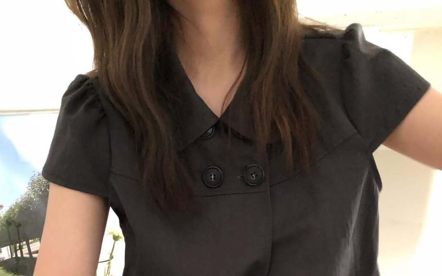 Peter Pan Collar Double-Breasted Blouse