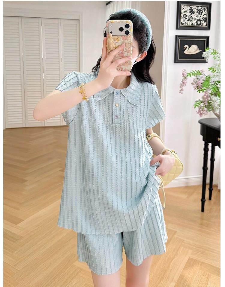 Maternity Textured Polo and Shorts Set