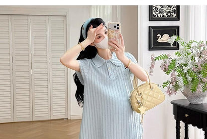 Maternity Textured Polo and Shorts Set