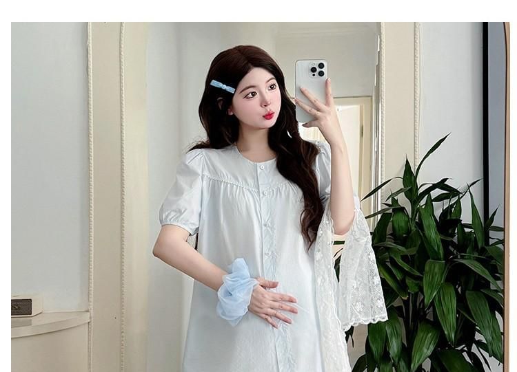 Maternity Blouse with Lace Scarf and Skirt Set