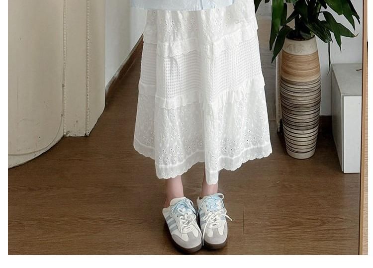 Maternity Blouse with Lace Scarf and Skirt Set