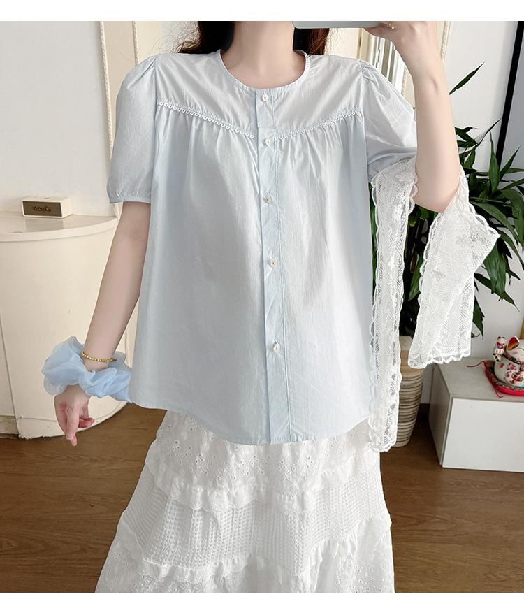 Maternity Blouse with Lace Scarf and Skirt Set