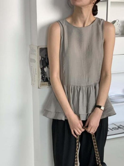 Crew Neck Layered Peplum Tank