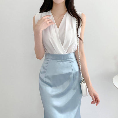 V-Neck Ruched Blouse