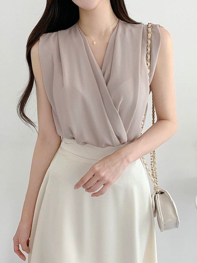 V-Neck Ruched Blouse