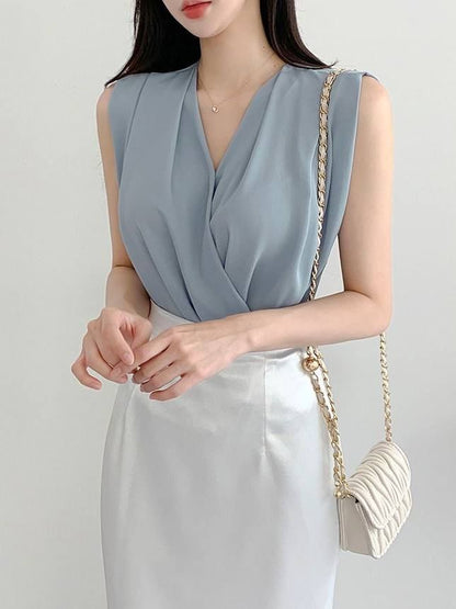 V-Neck Ruched Blouse