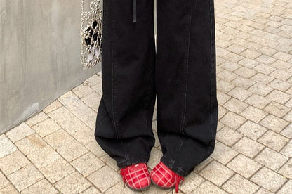 High Waist Skirt Overlay Baggy Jeans