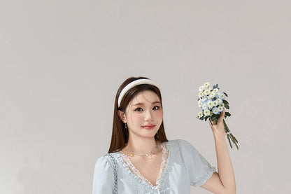 Puff Sleeve Gingham Blouse and Pleated Skirt