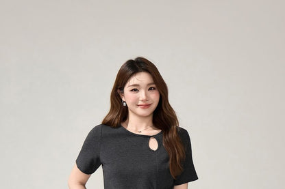 Cutout Drawstring Tee and Wide Leg Pants Set